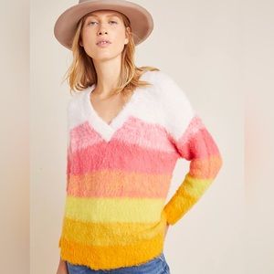 Anthropologie Simone Sunset Multicolor Striped Alpaca Sweater